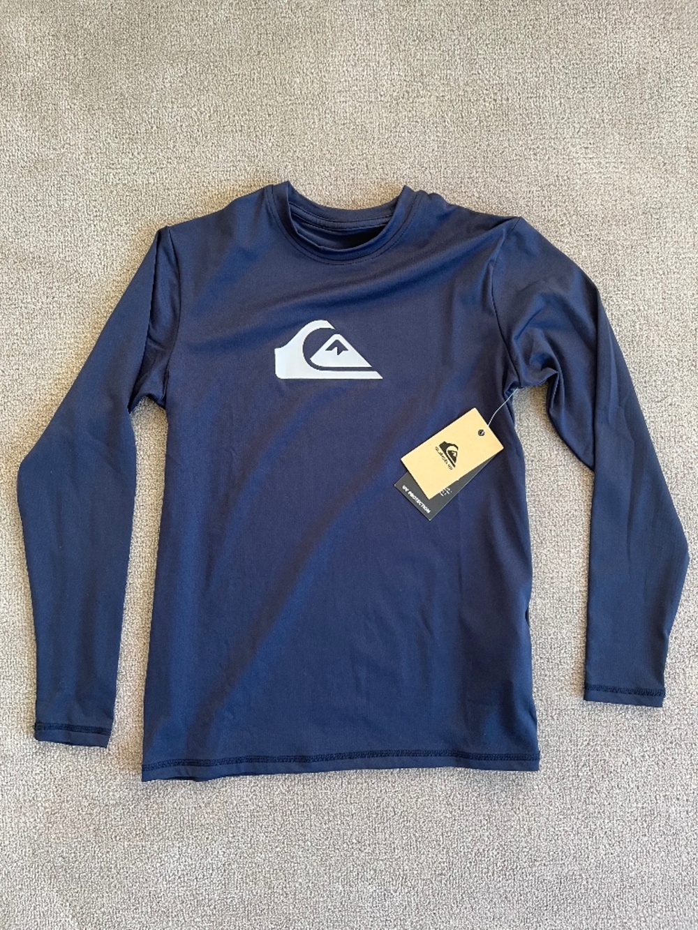 Quiksilver Long Sleeve Rashguard Swim Shirt Navy Blue Size S (10) New with Tags
